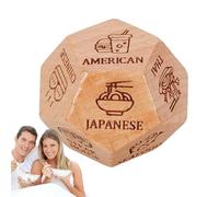 Dadi di data per coppie,Cubo di decisione del cibo, cubo di legno "What to Eat" | Cubo da 12 lati per mangiare, divertente gioco di decisioni sugli appuntamenti, riutilizzabile per Natale, compleanno