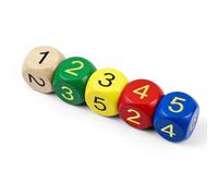 Dadi di matematica 5 pezzi, dadi con numeri 1-6, grandi cubi in legno, 30 mm, D6, set di dadi colorati, gioco dadi, giocattolo per bambini, per educazione della prima infanzia, feste, matematica