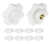 Dadi di serraggio a stella Manopola zigrinata a 6 punti con inserto in ottone in plastica bianca con foro non passante M4 M5 M6 25 mm 10 pezzi(M6)