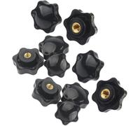 Dadi di serraggio a stella Vite a testa zigrinata 10 pezzi Nero M4 M5 M6 25mm Testa in plastica di rame for chiusura di macchinari(M6)