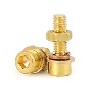 Dadi e bulloni Viti a testa cilindrica, Set di viti a testa cava esagonale in rame e ottone con guarnizione piatta, rondella elastica e dadi M3 a M8(M3x12(10set))
