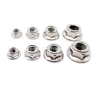 Dadi esagonali con flangia dentellata, 2 pezzi M3-M16 304 acciaio inossidabile inserto coppia prevalente dadi flangiati esagonali autobloccanti(M10 serrated bottom)