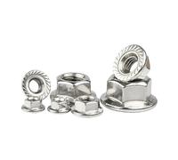 Dadi esagonali con flangia dentellata, Dadi di bloccaggio flangiati Spinlock a testa esagonale dentellata in acciaio inossidabile M3-M20 DIN6923 grigio argento(M16 x 2 pieces)