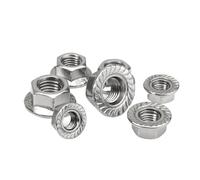 Dadi esagonali con flangia dentellata, Dado flangiato esagonale UNC 1/4-20 5/16-18 3/8-16 1/2-13 Chiusura seghettata in acciaio inossidabile 304(1I2-13,5Pcs)