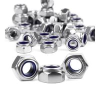 Dadi esagonali M6, in acciaio inox A2 V2A, dadi esagonali, autobloccanti, 25 pezzi, DIN985, dadi di bloccaggio Niro