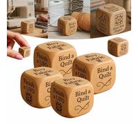 Dadi in legno a 6 facce, con incisione, decorazione per la stanza da cucito, per trapuntare e per gli amanti del cucito per superare le trapuntature (4 pezzi)