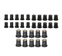 Dadi in neoprene con inserti in ottone, set da 30 pezzi per parabrezza moto e per applicazioni ATV, compatibili con viti da 4 mm, 5 mm, 6 mm