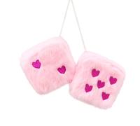 Dadi in peluche ricamati a forma di cuore colorato, 7,6 cm, decorativi da appendere allo specchio dell'auto, in schiuma morbida, facili da installare, ottima idea regalo (rosa chiaro)