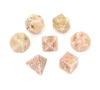 Dadi in pietra verde a forma di fiore - Dadi intagliati a mano D4 D6 D8 D10 D12 D20 percentile o set poliedrici da 7 pezzi per giochi di ruolo da tavolo e DND (Sevensuits)