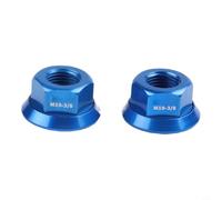 Dadi M10 x 3/8 per mozzo per bicicletta, confezione da 2, in lega di alluminio 7075, con guarnizioni per bici pieghevoli, bordo liscio lavorato a CNC in diversi colori (blu)