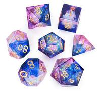 Dadi magici rosa OriCraft Dungeons and Dragons Dadi poliedrici per giochi di ruolo Dadi di cristallo D20 Dadi di pietra energetica del mondo magico Dadi di Halloween Dadi con angoli affilati