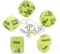 Dadi Multifunzionali Da Intrattenimento Fosforescenti Da 5 Pezzi, Materiale Plastico, Proprietà Auto-Luminose, Colore Verde, Indispensabili Per I Giochi Delle Feste, Regali Creativi E Originali -Z