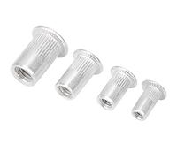 Dadi per Rivetti Filettati, 200 Pezzi Inserti Filettati per Dadi per Rivetti in Alluminio per Kit Dadi per Rivetti in Metallo Grana Verticale M3/M4/M5/M6 Set Combinato Borsa