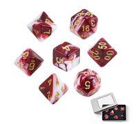 Dadi Poliedrici 7 Pezzi Set Con Scatola Argentata - Colorati a Due Colori Acrilico per Dungeon and Dragons, DND RPG MTG - D4 D8 D10 D12 D20