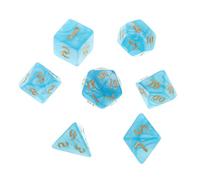 Dadi poliedrici con diversi numeri incisi, idea regalo, blu, 7 pezzi