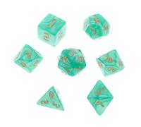 Dadi poliedrici con diversi numeri incisi, idea regalo, colore verde, 7 pezzi