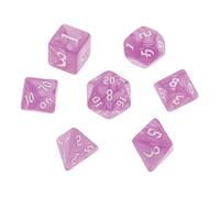Dadi poliedrici con diversi numeri incisi, idea regalo, viola, 7 pezzi