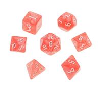 Dadi poliedrici con diversi numeri incisi, puzzle da regalo, colore rosso anguria, 7 pezzi