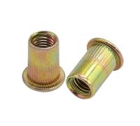 Dadi rivettati filettati, Dadi for rivetti a testa piatta M3-M12 in acciaio al carbonio zincato, confezione da 50 pezzi for pistola for rivettatrice(50pcs,M6)