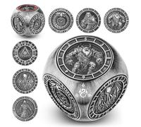 Dadi Rotanti DND, 6 Lati Spinner in Metallo, Design a Rilievo 3D, Dadi Poliedrici Girevoli, Regali D&D, Sacchetto Regalo con Logo Drago, Giochi da Tavolo, Accessori per Giochi di Ruolo, Argento Scuro