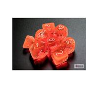 Dadi traslucidi arancioni fluo con numeri bianchi 7+1 set di dadi da 16 mm (5/8") Chessex