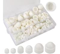 Dado a Calotta, 160 pezzi M4/M5/M6/M8/M10/M12 Kit Dado a Ghianda in Nylon, Dadi Esagonali con Cappuccio a Testa Bombata (Bianco)