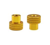 Dado a mano con foro passante da 10 pezzi in alluminio zigrinato for serrare la cellula(Yellow gold,D02 M4 10PCS)
