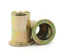 Dado con inserto filettato a testa piatta 20 pezzi Dadi rivetti in acciaio al carbonio in inossidabile M3 M12 multicolore(Yellow,M4)