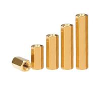 Dado di accoppiamento， Dadi di accoppiamento esagonali da 100 pezzi, connettori a dado esagonale in ottone lungo M2 3 4 5 7 6 11 13 14 mm for barre filettate e prigionieri(M2X12mm)