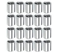 Dado di accoppiamento rotondo, filettatura femmina M10x1 mm, manicotto rotondo filettato da 15 mm, perno di collegamento, barra, tubo, dado, elemento di fissaggio, argento, confezione da 10