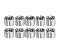Dado di accoppiamento rotondo, filettatura femmina M10x1 mm, manicotto rotondo filettato da 15 mm, perno di collegamento, barra, tubo, dado, elemento di fissaggio, argento, confezione da 10