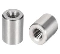 Dado di accoppiamento rotondo lungo in acciaio inossidabile 304 | Barre filettate Connect di varie dimensioni in argento (10 pezzi)(M12x20x20mm)