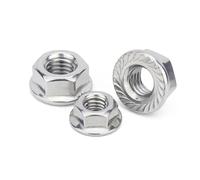 dado di blocco esagonale, dado pieno solido 6923 Dado di bloccaggio flangiato esagonale con dentatura Spinlock multicolore, diverse misure(304 Stainless Steel,M8 (10pcs))