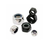 dado di blocco in acciaio inossidabile in nylon, Dado di bloccaggio esagonale in nylon DIN985 M2-M12 multicolore 20/50/100 pezzi(Svart,100pcs M4)