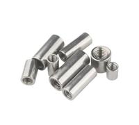 Dado di collegamento rotondo, dado di accoppiamento M6-M12 in acciaio inox 304 argento 1/2/5 pezzi 20-40 mm (5 pezzi M6 Od 10 mm, 20 mm (L))