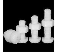 Dado di Fissaggio 10/20/50/100 Set Combinazione Vite in nylon bianco + dado Bullone isolato in plastica a testa tonda M2 M2.5 M3 M5 M6(100 Set,M3x12)