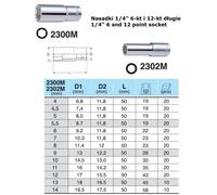 Dado esagonale HANS 1/4 pollici 12 mm 6-kant lang
