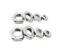 Dado esagonale pieno in acciaio inossidabile, 2/5/10/20/50 pezzi M2-M16 304 A2-70 acciaio inossidabile piatto esagonale dado sottile controdado DIN439 GB6172(M4 50pcs)