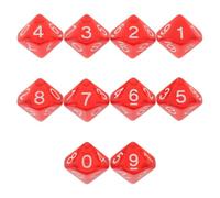 Dado Numerico a 10 Facce 0-9 10 Pezzi Rosso in Acrilico per Giochi | Trasparenza Elevata, Numeri Facili da Leggere, Superficie Lucida, Peso Bilanciato per Tavolo e Giochi da Tavolo