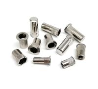 Dado rivetto M6 in acciaio inox 304 a testa piatta, filettatura piccola, inserto semiesagonale, dado rivetto, 20/40/80 pezzi(Type H,80pcs M6)