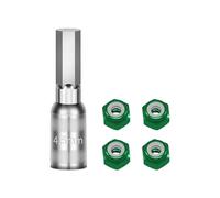 Dado ruota 4 pezzi e strumento dado ruota per Axial 1/30 SCX30 Ford Bronco AXI-2048 / Jeep Wrangler AXI-2261 Rock Crawler Upgrades - verde