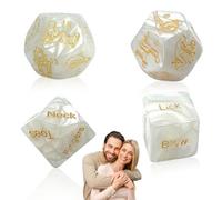 Dado Sessuali, 4 Pezzi Bianco Fantasia Dorata, Dimensioni 18-25Mm, Cubi Erotici Gioco Per Coppie