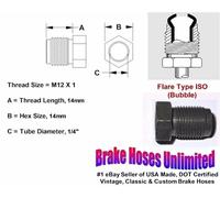 Dado Tubo Maschio - M12 x 1, Flaring a Bolla, Linea da 1/4"