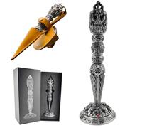 Dado Unico Nero con Bacchetta 7 in 1, Dado Giragioco con Borsa in Pelle - Design Demone Oscuro per DND, Dungeons and Dragons, Goblin - willmove