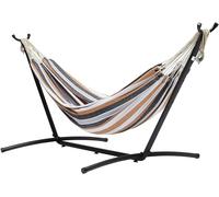 DadoHome Amaca da Giardino 2 Persone, Autoportante con Struttura in Acciaio, Cotone Multicolore, Capacità 150kg
