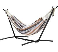 DadoHome Amaca per Due Persone con Supporto Struttura in Metallo in Tessuto Resistente da Giardino Terrazza Piscina Esterno Campeggio con Borsa da trasporto, 117 x 300 x 100 cm