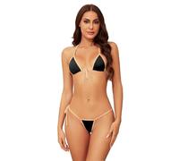 Dadress Micro Bikini Set Extreme Sexy Halter Costume da Bagno Cravatta Laterale G-String Cheeky Tanga Costumi da Bagno 2 Pz Mini Bikini per Le Donne, A-Nero, Taglia Unica