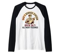 Dad's Service Station all Night Feedings Fatherhood Maglia con Maniche Raglan