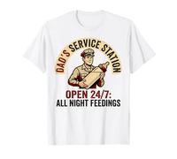 Dad's Service Station all Night Feedings Fatherhood Maglietta