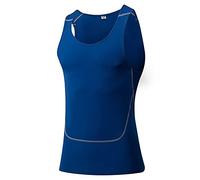 DaDuo Canotta Uomo Traspirante Slim Fit Girocollo Uomo Canottiera Sportiva personalità Splicing Uomo Tank Top Stretch Wicking Uomo Top Senza Maniche F-Blue M
